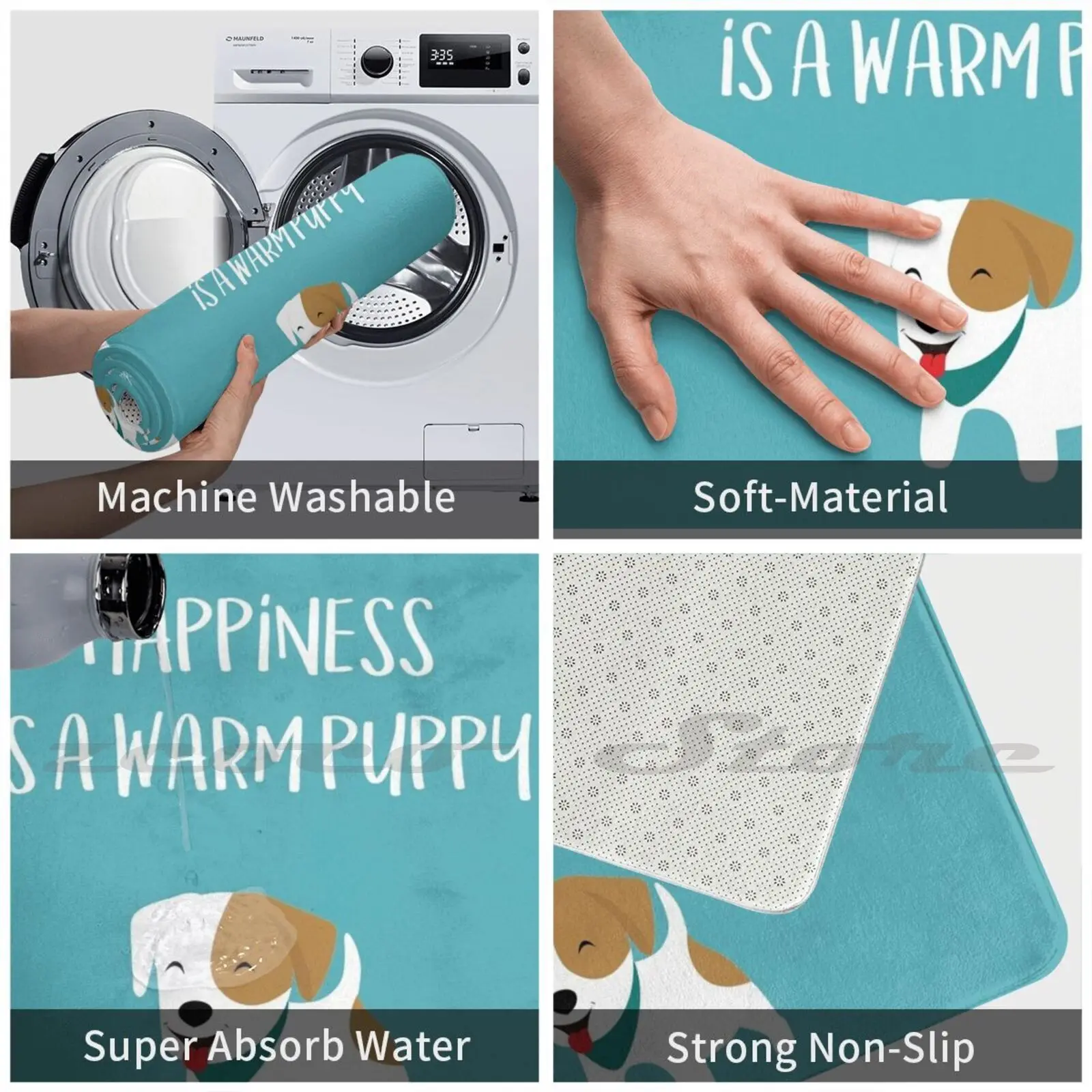 Мягкий коврик для щенка Happiness Is A Warm нескользящий двери с поглощением воды собаки