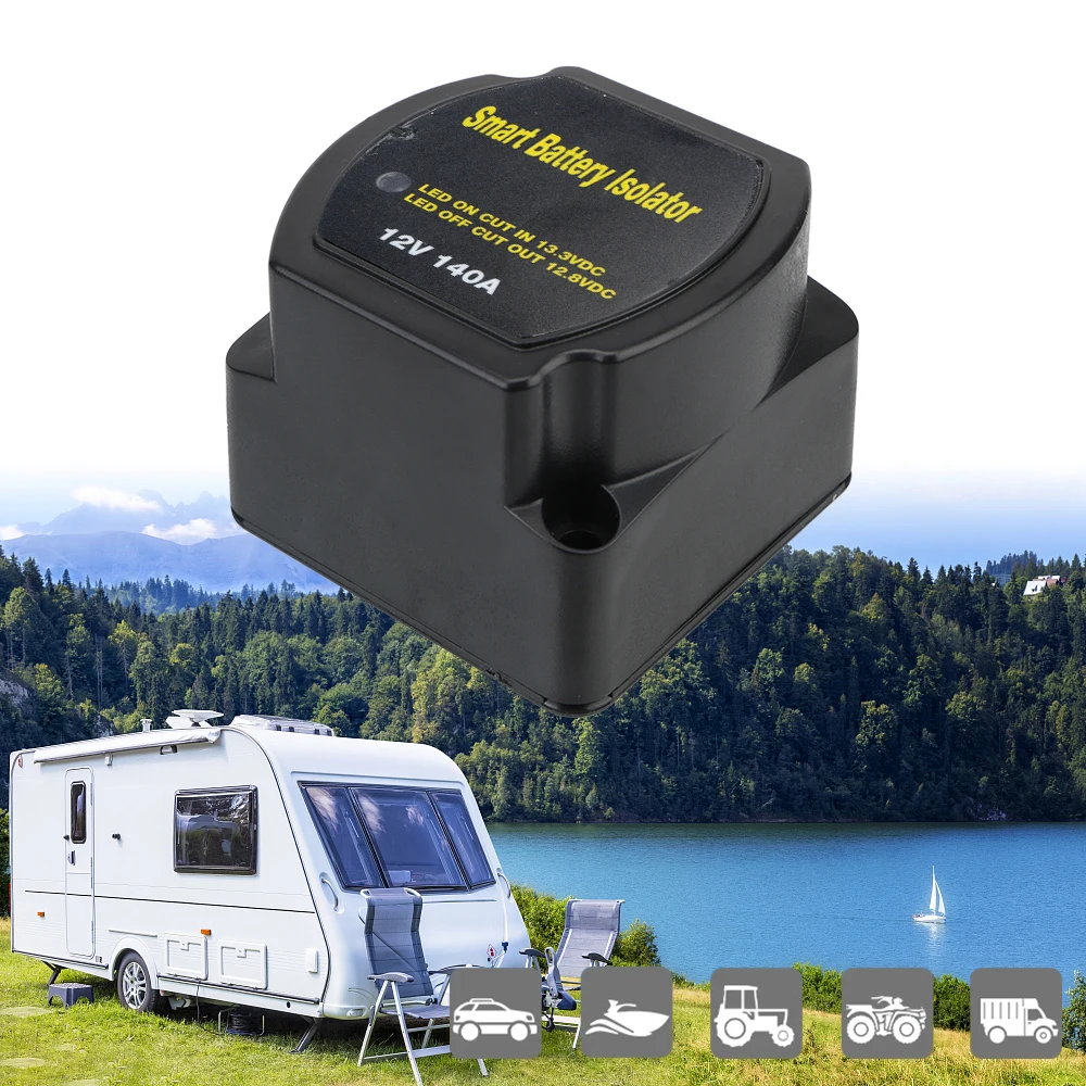 

Car Smart Battery Isolator Relay VSR ​for Camper Voltage Sensitive Split Charge Car Accessories 12V 140A Charge 2 Battery Bank