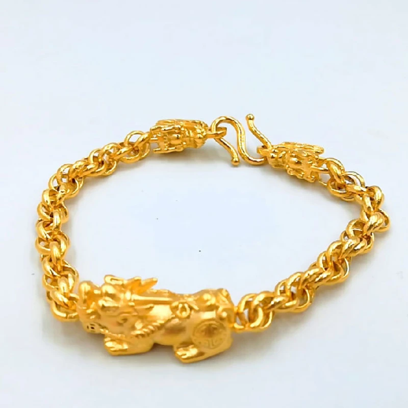 

24K Gold Plated Lucky Dragon Bracelets for Women Men Golden Curb 20cm Link Chains Men's Bracelets Fashion Jewelry Friends Gifts