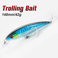 saltwater fishing lures for seabass 140mm 42g minnow fishing lure trolling floating artificial hard baits 9205