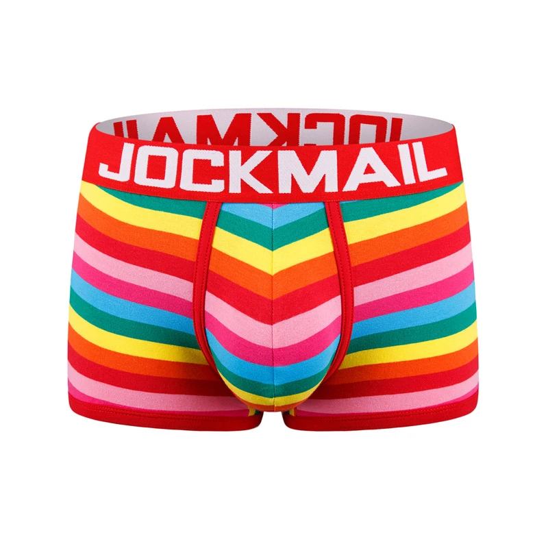 

AIIOU Men Underwear Cotton Boxer Striped Rainbow Mens Underpants Men Breathable U Convex Pouch Gay Calzoncillos Hombre Slips