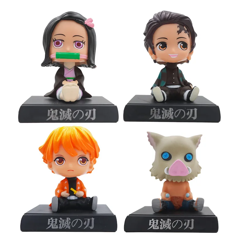 

Anime12cm Demon Slayer Figure Doll Kimetsu No Yaiba Cartoon Character Series Head Movable Figures Model Toys Car Driving Decor