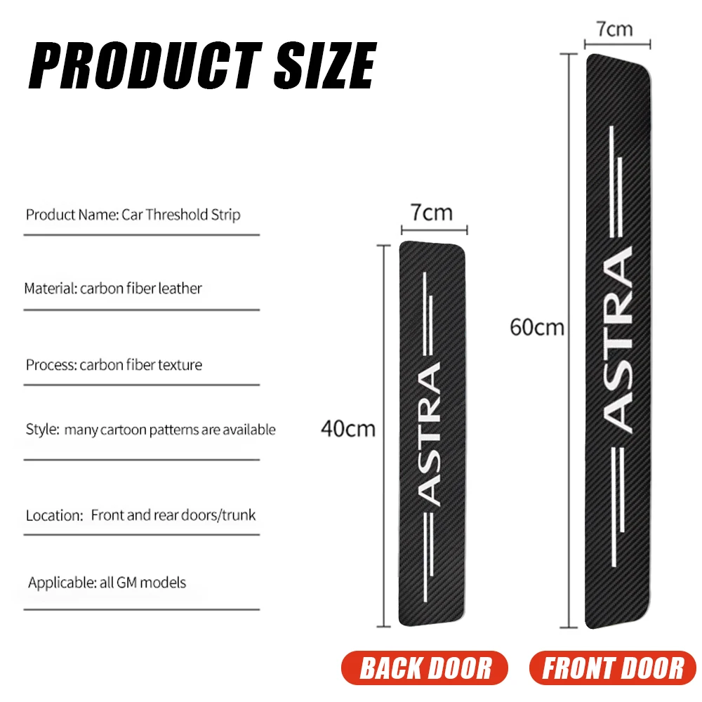 4Pcs For Opel Astra F G H J K GTC OPC GIS 2021 2020 2019 2018 2017 2014 -1992 Car Door Threshold Sill Sticker Tuning Accessories - купить по