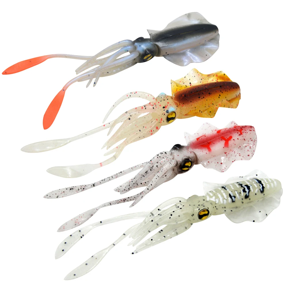 

15cm 20g Fishing Lure Octopus Squid 3D Eyes Luminous Sea Fishing Bionic Squid Bait for Sea Fishing Soft Wobbler Swimming Bait