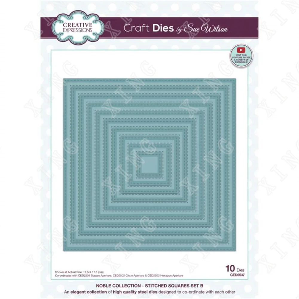

Hot Selling Stitched Squares Metal Cutting Dies Scrapbook Diary Decoration Stencil Embossing Template Diy Greeting Card Handmade