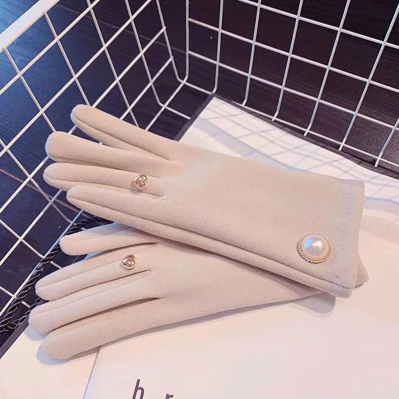 

2022 Gloves Women Winter Warm German Velvet Touch Screen Driving Plush Windproof Cycling Student Cotton Wholesale