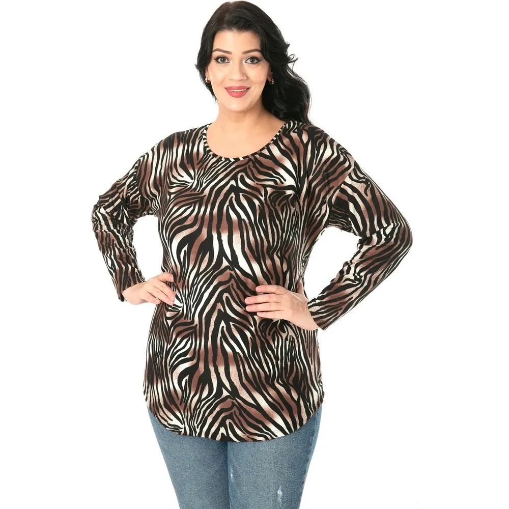 

Женская черная блузка Dorlie большого размера с принтом зебры