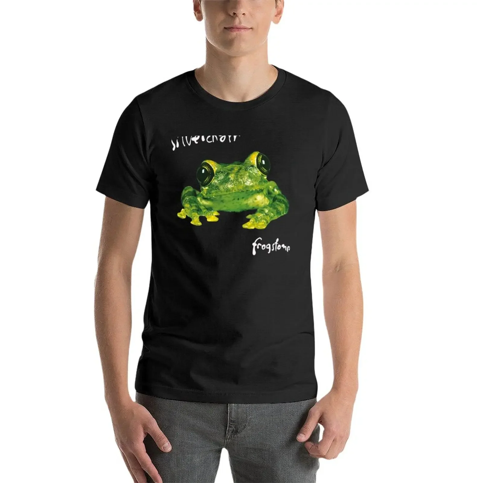 Новинка серебристая футболка Frogstomp эстетическая одежда Мужская с рисунком из