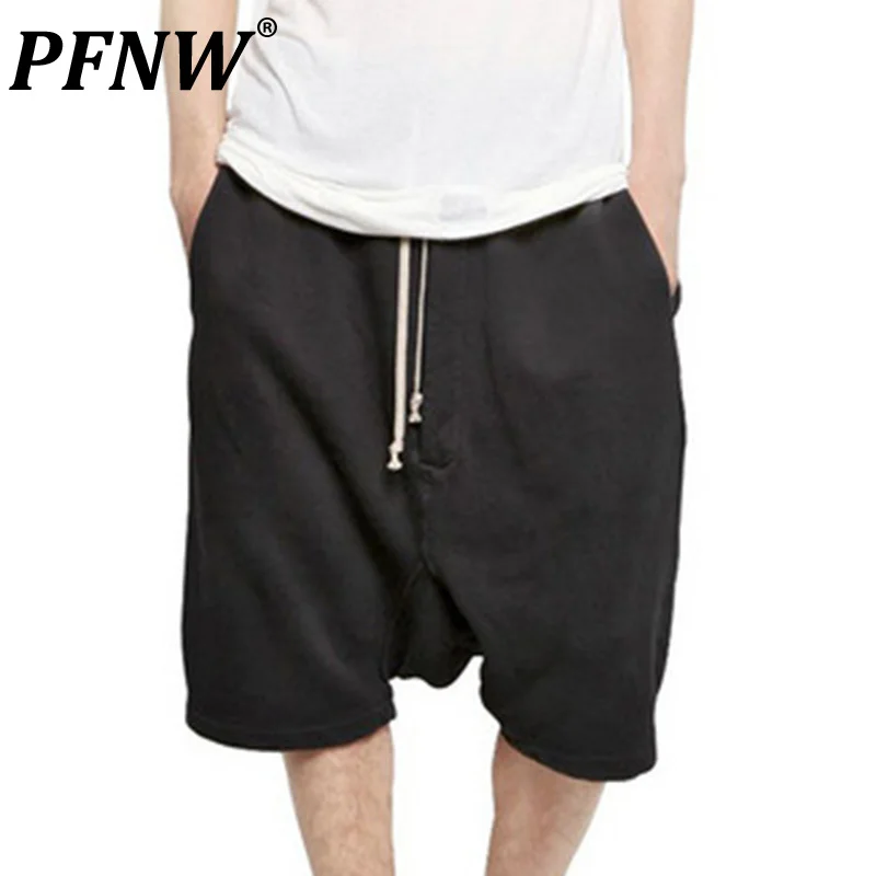 

PFNW Spring Summer Men's High Street Darkwear Loose Harlan Shorts Trendy Elastic Waist Sports Running Knee Length Pants 12Z1046