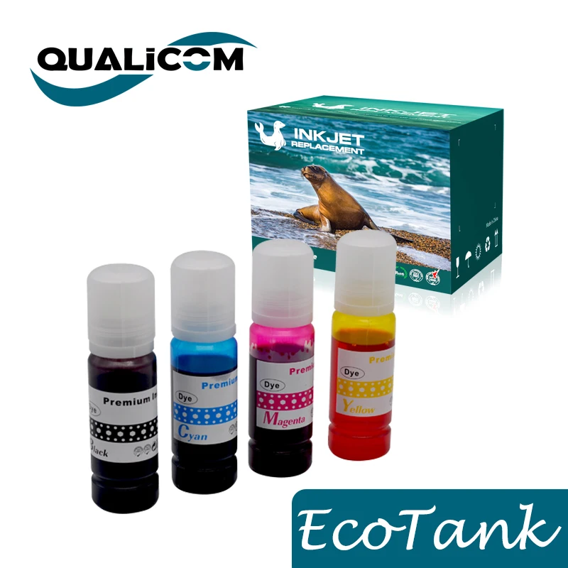 

Qualicom 101 102 103 104 502 544 001 003 Ink for Epson L3150 EcoTank Printer L3110 L4150 L4160 ET-2750 3750 4700 4750 2700 2720