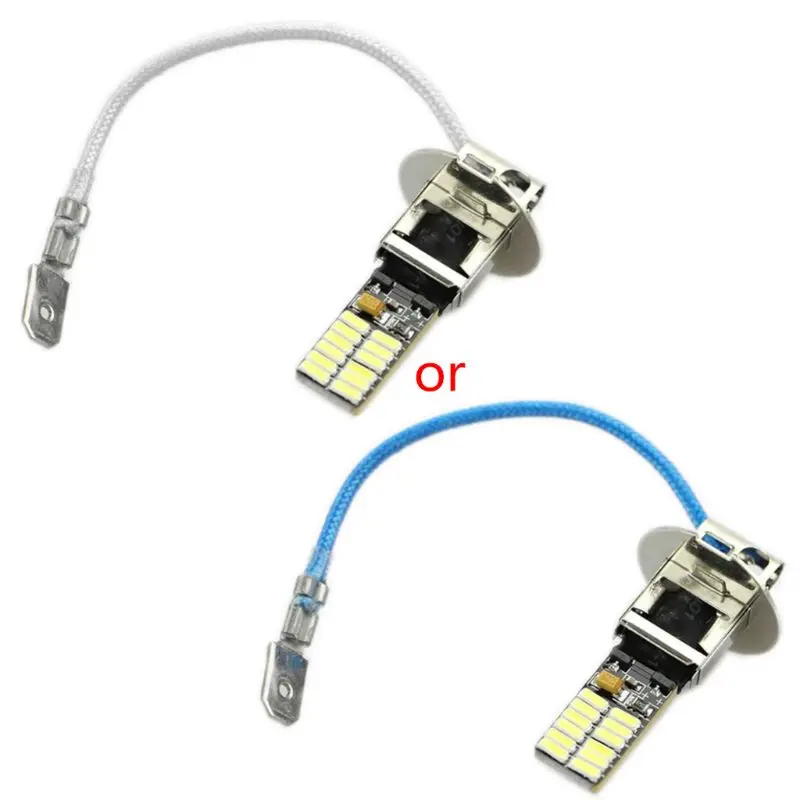 24-SMD-4014 H3 6500K HID ксенон белый светодиодный лампы для Противотуманные фары или