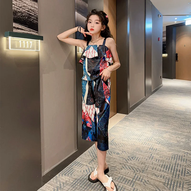 

Модные комплекты одежды для девочек-подростков, летний крутой топ + шорты, детские костюмы из 2 предметов, уличная одежда, женская одежда