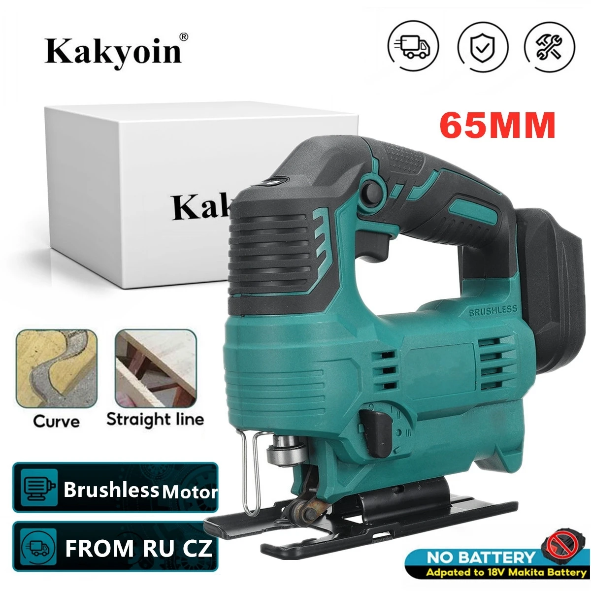 

1800W 65mm Brushless Jigsaw Electric Jig Saw Blade Adjustable Scroll Saw Woodworking LED Power Tool for Makita 18V Battery