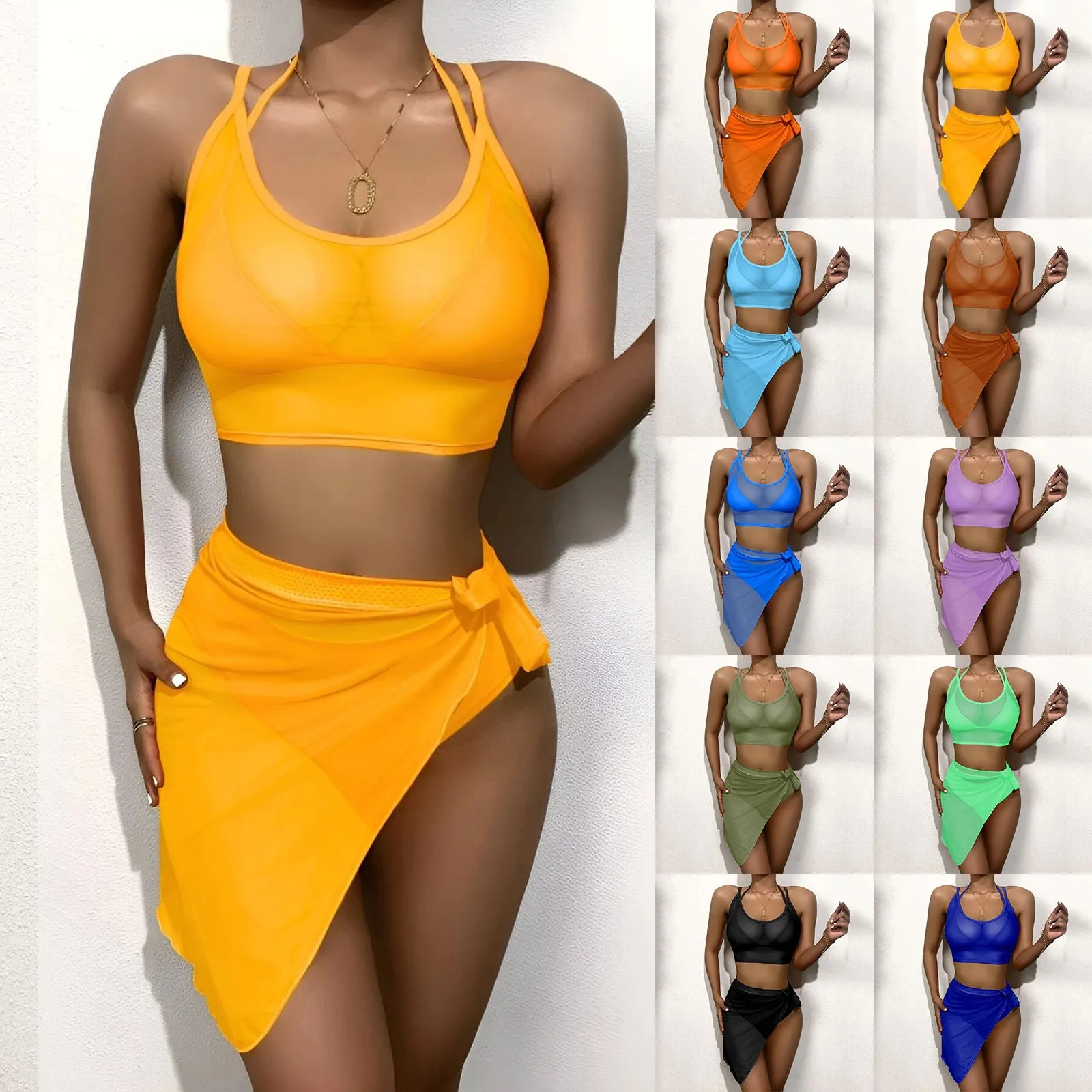 

Women Sexy Fashion Strap Wrap Pad High Waist Solid Color Bikini swiming Beachwear Brazilian Thong Biquinis Vintage Swimwear