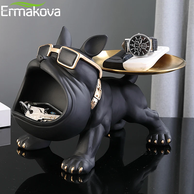 

ERMAKOVA Bulldog Figurine Dog Statue Storage Box Animal Ornament Resin Craft Art Sculpture Figurine Home Puppy Sculpture
