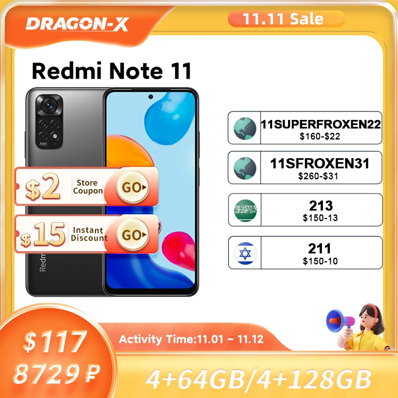 Tanie Globalna Wersja Xiaomi Redmi Note 11 Smartphone Snapdragon 680 Octa Core 33W Pro Szybkie ładowanie 50MP Quad Camera