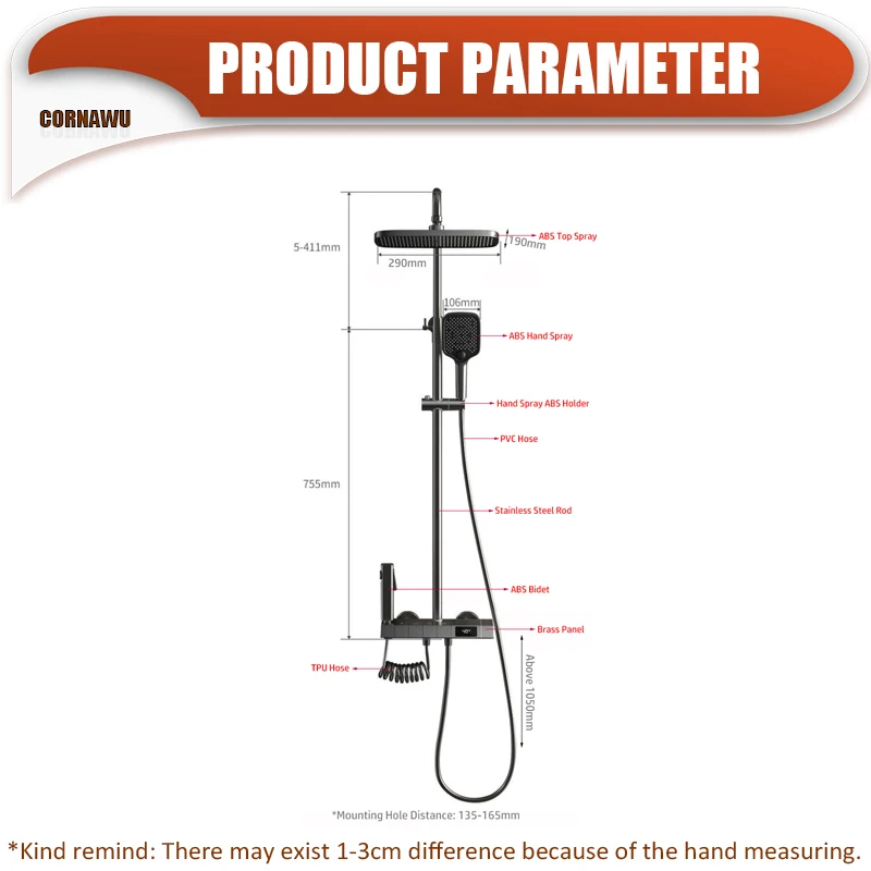 Термостатический душевой набор для ванной комнаты смеситель горячей и холодной
