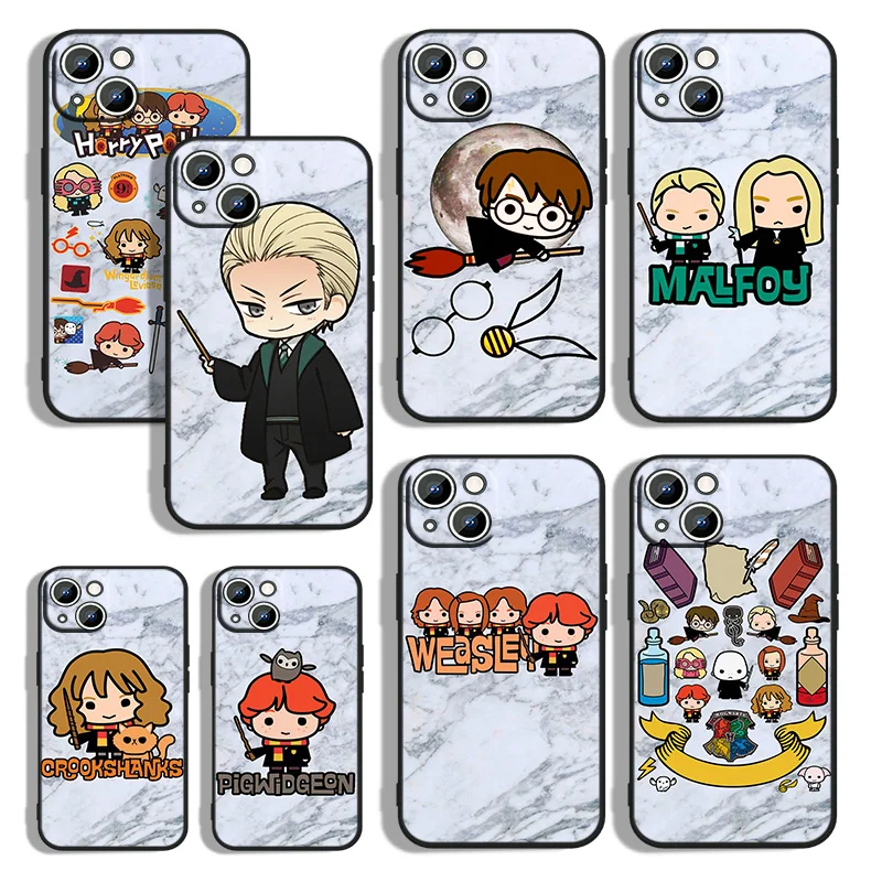 

P-Potters Cartoon Design-Harriess Phone Case For Apple iPhone 14 13 12 11 mini XS XR X Pro Max 8 7 6S 5S SE Plus Black Cover