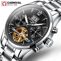 carnival men fashion automatic mechanical watch watches week calendar display luminous waterproof clock men business watch 8730g