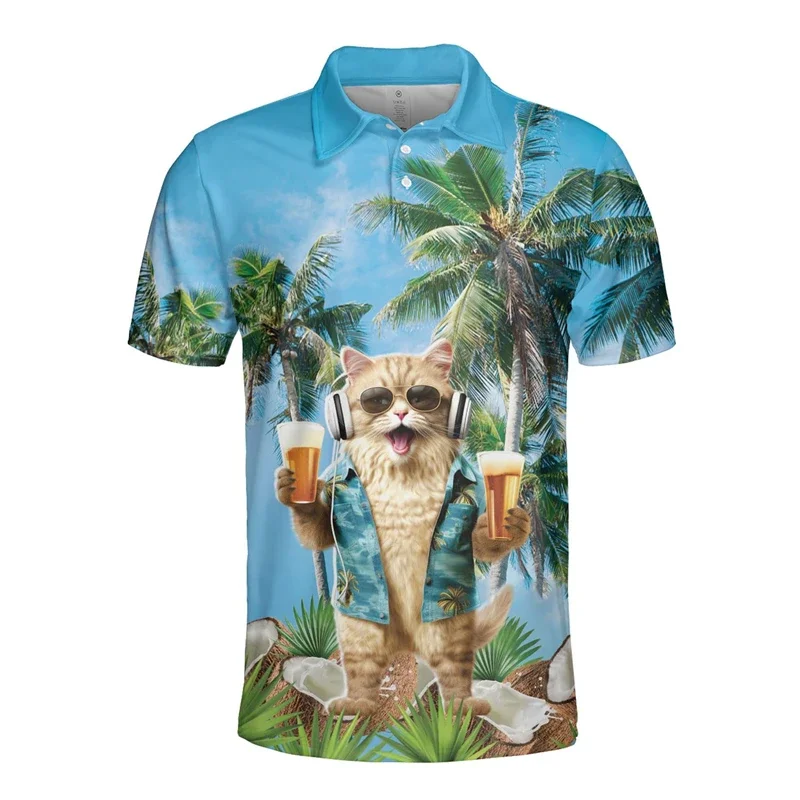 Рубашка для гольфа с 3D сублимированной пуговицей Tropical Leaf быстросохнущий