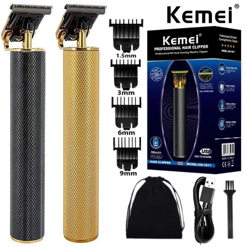 

Kemei KM-1971 Baldheaded Hair Clipper 0mm Electric Hair Trimmer Rechargeable Cordless For Men Beard Trimmer Cutting Machine