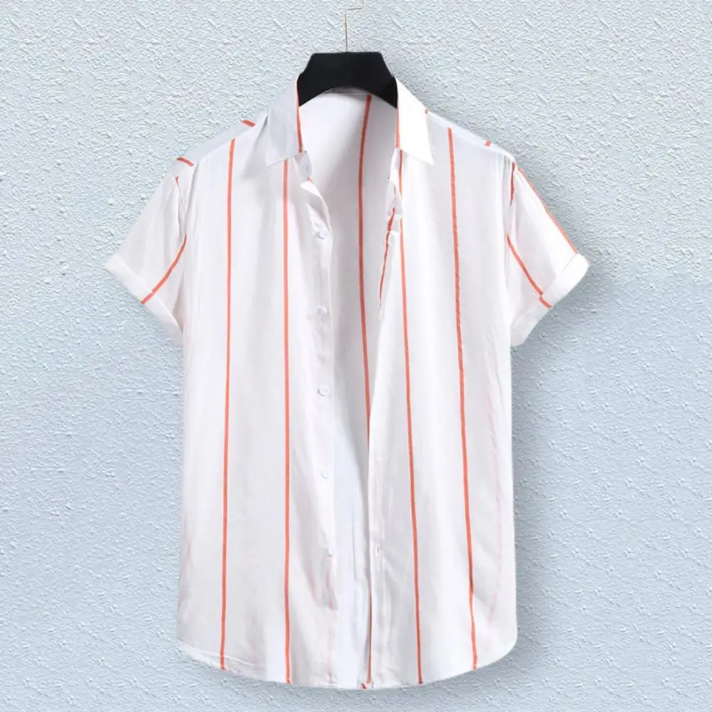 

Classic Striped Shirt Handsome Sweat Absorbing Striped Print Thin Men Shirt Summer Shirt Casual Shirt