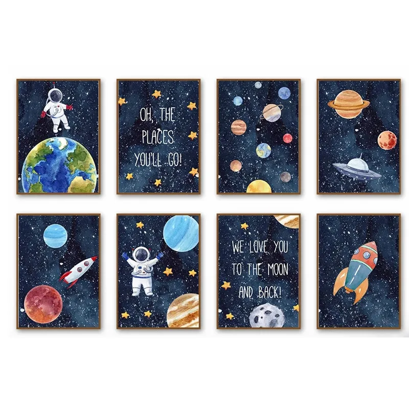 

New 5d Diamond Painting Space Planet Rocket Astronaut Star Wall Art Canvas Painting Pictures Baby Boy Kids Room Decoration Gift