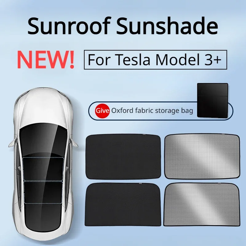 

For Tesla Model 3+ Sunroof Sunshade Ice Crystal Sunshade Roof Split Sunscreen UV Protection Shade Net New Model3 Car Accessories