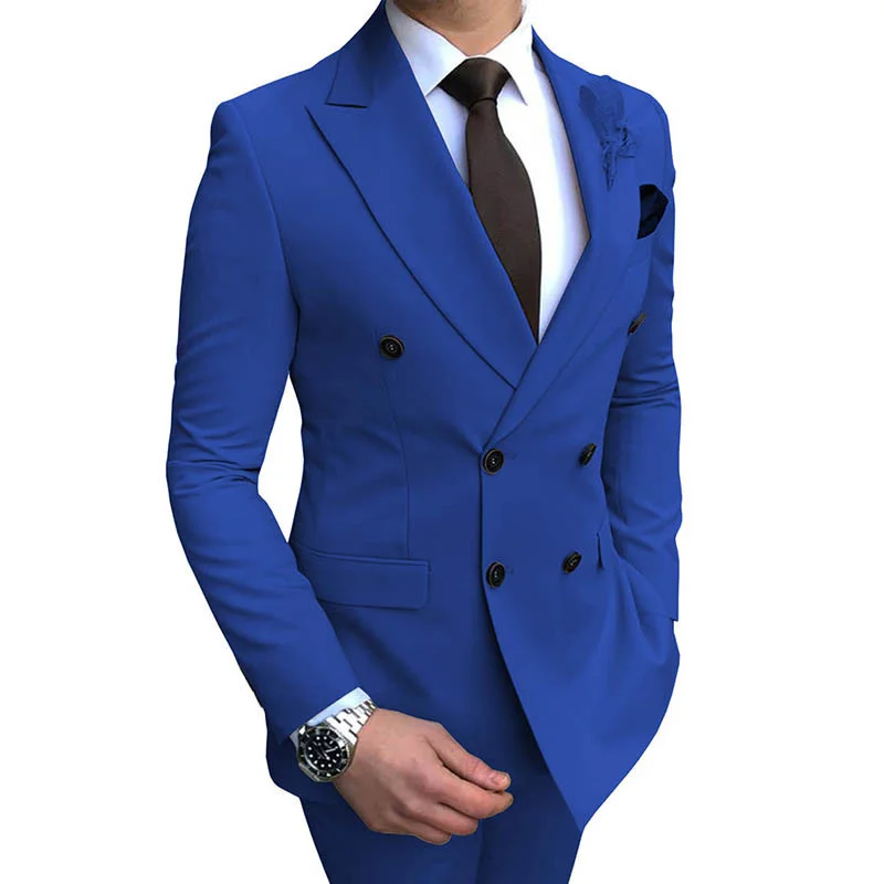 

High Quality (Blazer + Trousers) Men's British Style Elegant Fashion Casual Wedding Banquet Host Gentleman Slim Two-piece Suit