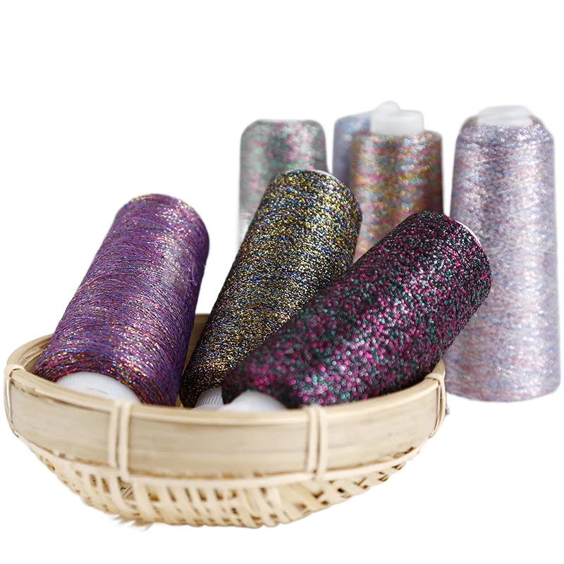 Тонкая золотая и серебряная пряжа для рукоделия сверкающая вязания крючком