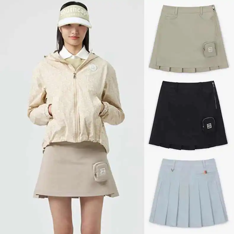 

23 летняя новая Корейская женская юбка для гольфа, Спортивная повседневная облегающая плиссированная юбка, маленькая бальная сумка, Однотонная юбка