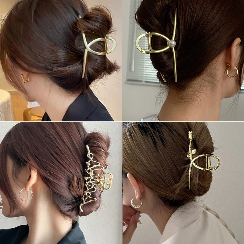 

Women Geometric Hair Claw Girls Clamps Fashion Metal Bath Crab Cross Hair Clips Headband Hairpin Fashion Hair Accessories