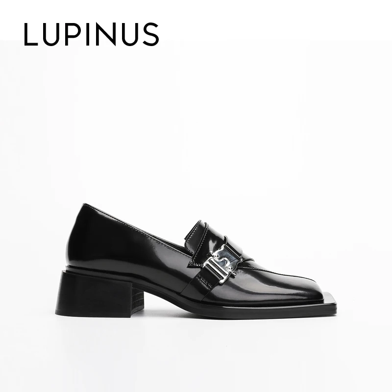 

LUPINUS Retro Square Toe Women Loafers Fashion Belt Metal Buckle Women Flat Shoe Platform Chunky Heel Spring Women Casual Shoes