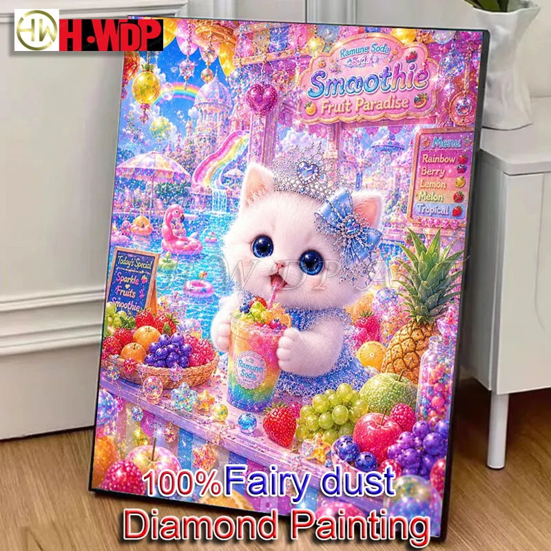Фото Алмазная мозаика «Кот» (100% кристаллы), алмазная вышивка с животными, настенное искусство, вышивка крестиком, алмазная живопись «Фея-пыль», полная выкладка кристаллами, декор для дома. №1