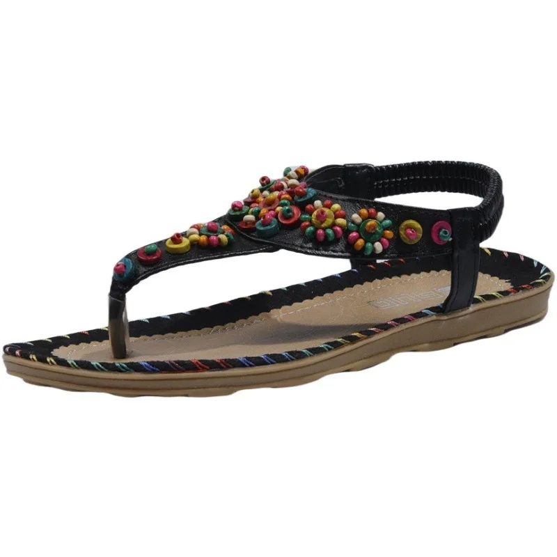 

Sandals Women's 2022 New Women's Shoes Spring Bohemian Clip-on Flat Sandals Women's Beaded Beach Shoes Women