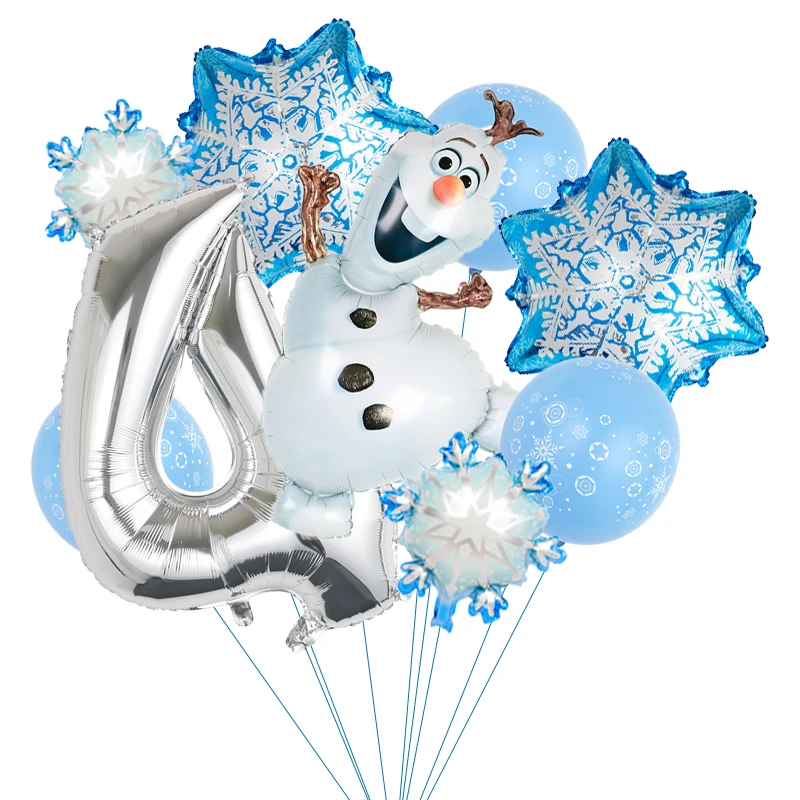 

Disney Frozen Olaf Foil Balloon Snowflakes Ballon Blue Latex Globos 32inch Sliver Number Kids Cartooon Birthday Party Decoration