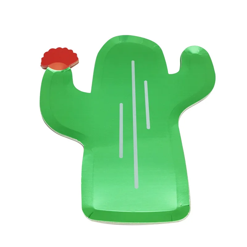 

8 шт., одноразовые бумажные тарелки в форме кактуса