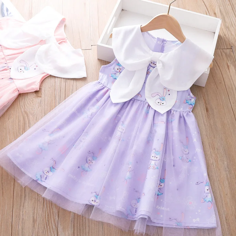 

Летние Детские платья для девочек, мультяшное платье принцессы StellaLou с вышивкой кролика без рукавов, красивое корейское платье на день рожд...