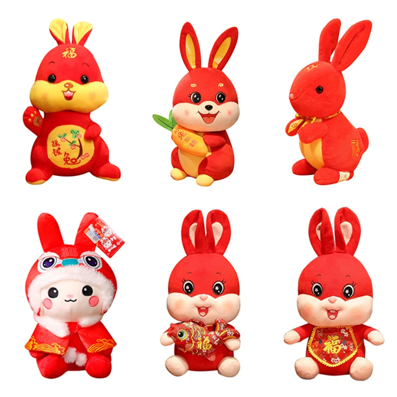 

Chinese New Year Rabbit Plush Plush Rabbit Mascot For 2023 New Year Bunny Stuffed Doll Zodiac Rabbit Plush Toys Rabbit Chinese