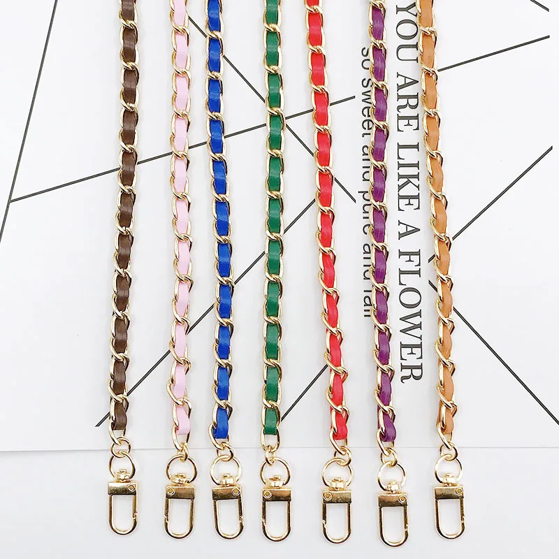 

New Wear Leather Metal Chain Bag Chain Round Ball Chain Phone Case Chain Braided Chain Shoulder Bag Strap Retractable Detachable