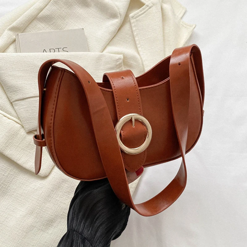 

Vintage Casual Underarm Shoulder Bags for Women Solid Color Handbag Totes Purse