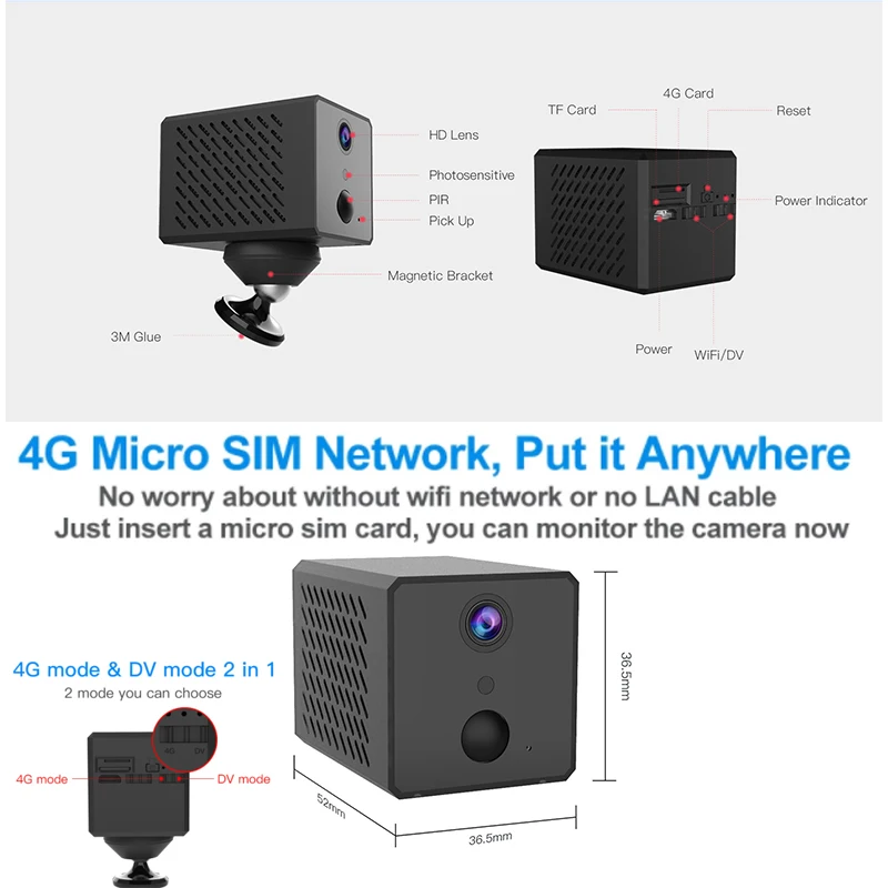 2022 Vstarcam 4G Sim-карта Беспроводная сетевая мини-камера безопасности 2 Мп HD