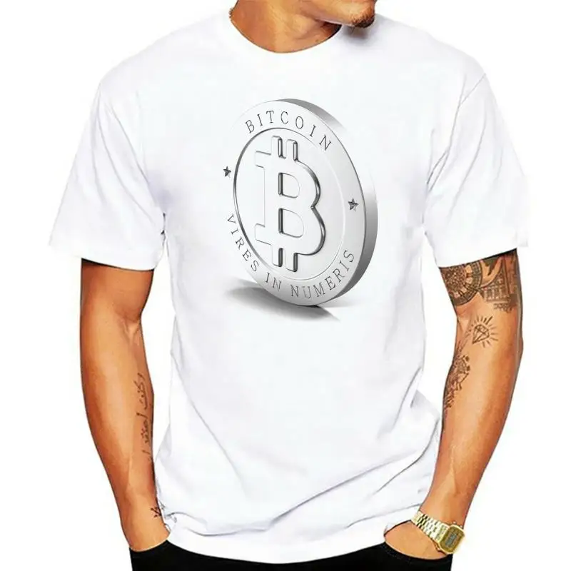 

High-quality 3D Silver Bitcoins Men T-shirts Classical Design Summer Tees for Fans short sleeve Round Neck White t shirt Tops