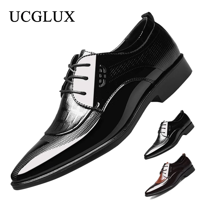 

Men's Business Leather Shoes Lace-up Pointed Dress Shoes 2022 New Plus Size Casual Wedding Social Men's Shoes Sapatos Masculinos