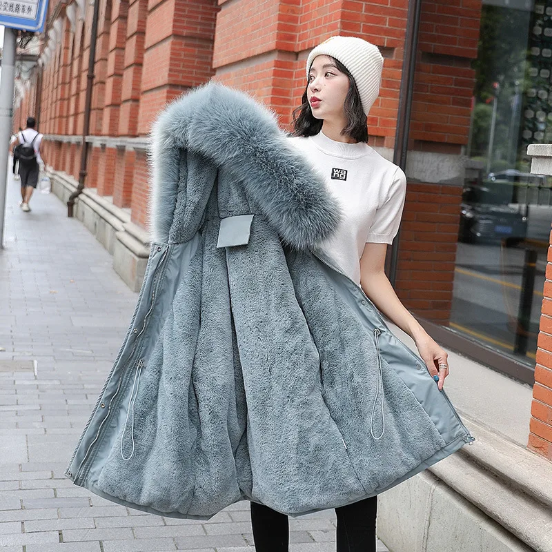 Women's Jacket Padded  2022 Winter Clothes Wool Collar Plush Overcoa Woman Hooded Warm Snow Wear Parka Coat Manteau Femme Hiver