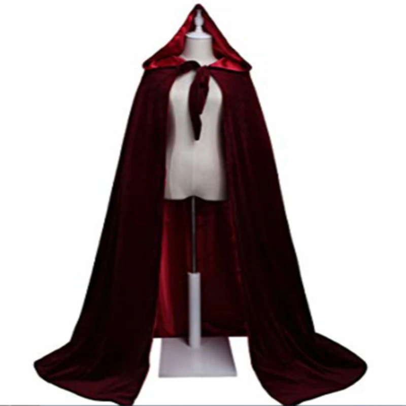 

Elegant Velvet Hooded Winter Long Cape Velvet Cloak Cape Lined with Satin Wedding