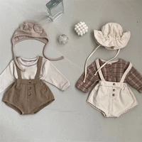 infant spring and summer jumpsuit button cute one piece suspender romper