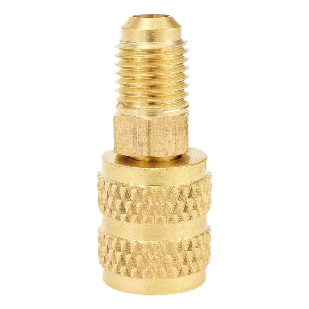 

2pcs Brass R410a Adapters Female 5/16\" SAE Male 1/4\" SAE For Refrigerant R22 Adapter Connection Adapter Part Tool