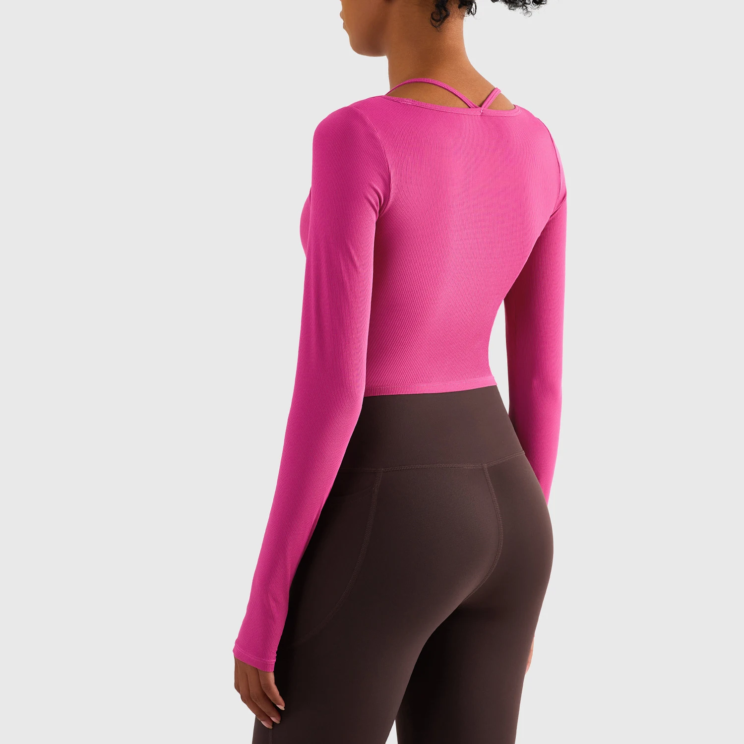 Yoga Shirts Gym Top Women Long Sleeve with Finger Tights Ribbed Sexy Neck Style Sportswear Women Sports T-shirt Yoga Top