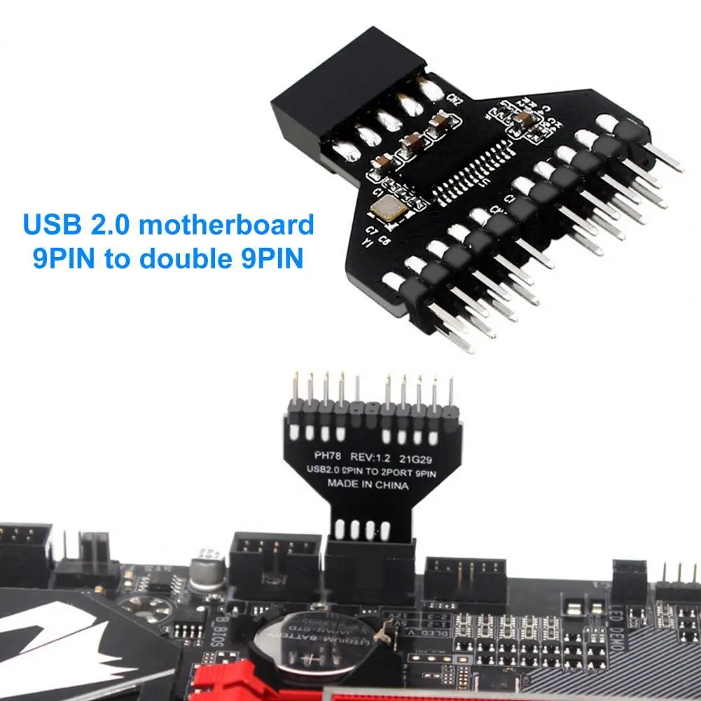 

Indeformable Plug Play USB2.0 9Pin to 2 9Pin Convenient Converter for Computer